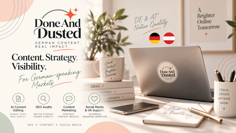German SEO, Content Marketing, VA, Social Media & AI Content Editing